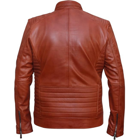 Men’s Brown Cafe Racer Leather Jacket
